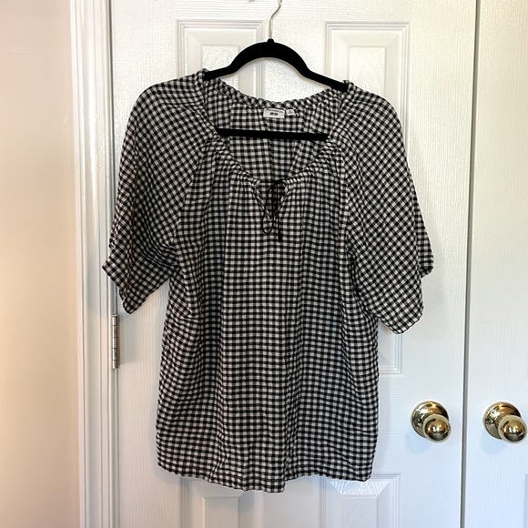JW Anderson Black & White Linen Checkered Top, Size M - Picture 2 of 6